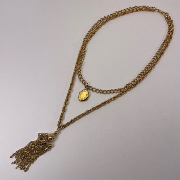 VINTAGE Double Chain Locket &  Tassel Charm Pendants - Picture 3 of 10